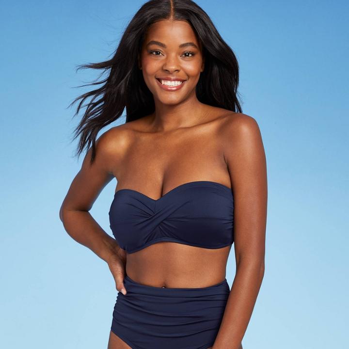 Women's Molded Bandeau Bikini Top - Kona Sol Oxford Blue D/dd Cup