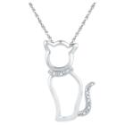 Target Diamond Accent Round White Diamond Prong Set Cat-pendant In Sterling Silver (18 Ij-i2-i3), Women's
