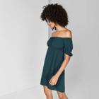 Petitewomen's Square Neck Short Sleeve Woven Mini Dress - Wild Fable Brunswick Green