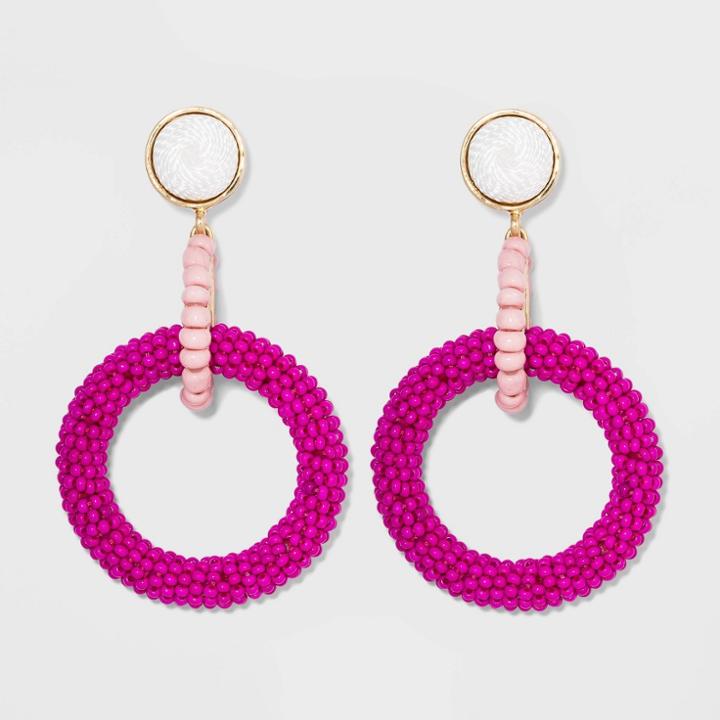 Sugarfix By Baublebar Mixed Media Hoop Earrings With Crystal - Pink