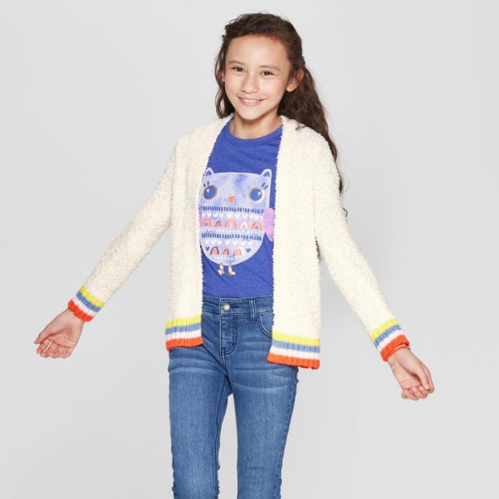 Girls' Short Open Cardigan - Cat & Jack Almond Cream