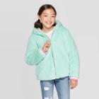 Girls' Unicorn Hooded Faux Fur Jacket - Cat & Jack Green