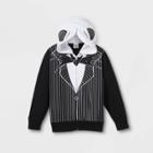 Boys' Disney Jack Hooded Zip-up Sweatshirt - White/black