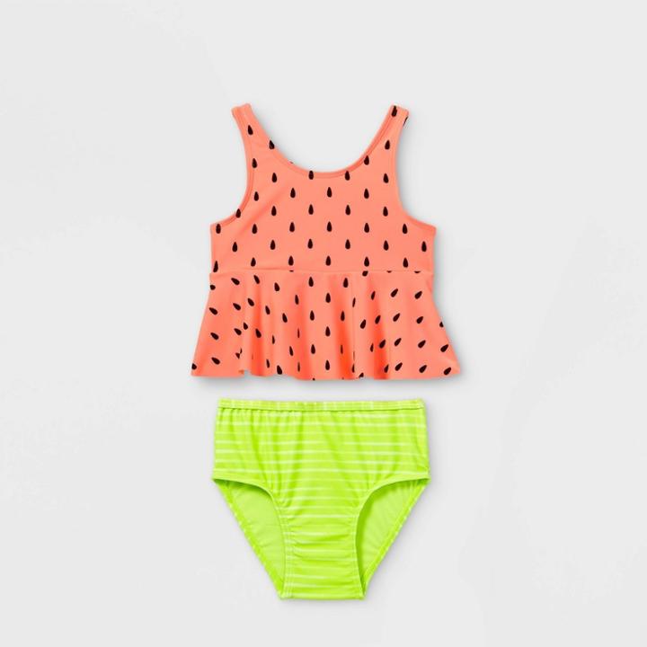 Toddler Girls' 2pc Watermelon Print Tankini Set - Cat & Jack Coral