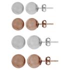 Target Women's Set Of Four Ball Stud Earrings In Sterling Silver And Rose Gold Over Sterling Silver - Rose