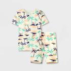 Boys' 2pc Island Palm 100% Cotton Snug Fit Pajama Set - Cat & Jack Off-white