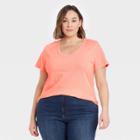 Women's Plus Size Short Sleeve Scoop Neck T-shirt - Universal Thread Moxie Peach