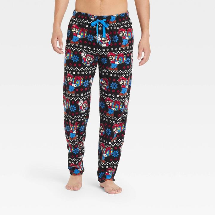 Men's Super Mario Nintendo Pajama Pants - Black