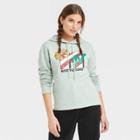 Women's Mtv Holiday Hooded Graphic Pullover Sweatshirt - Aqua Green
