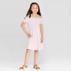 Target Girls' Cold Shoulder Button Front Dress - Art Class Pink