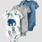 Baby Boys' 3pk Animal Bodysuit - Little Planet By Carter's Gray/blue