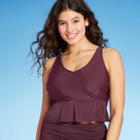 Kona Sol Women's Peplum Scoop Neck Cropped Tankini Top - Kona