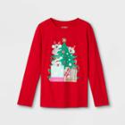 Girls' 'koala Christmas Tree' Long Sleeve Graphic T-shirt - Cat & Jack Red
