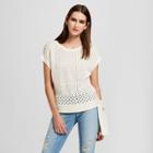 Women's Short Sleeve Pointelle Pullover Sweater - Mossimo Cream