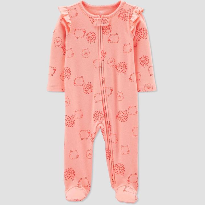 Baby Girls' Sheep Footed Pajamas - Just One You Made By Carter's Pink Newborn