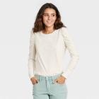 Women's Long Sleeve Ruched T-shirt - Universal Thread Cream