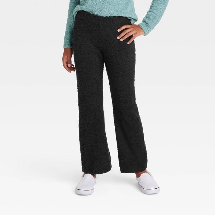 Girls' Cozy Flare Pants - Art Class Black