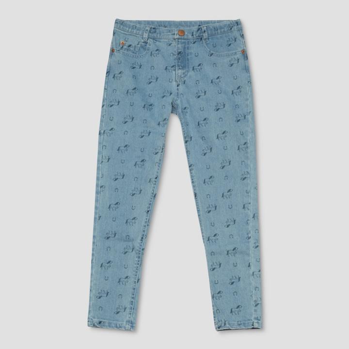 Girls' Spirit Riding Free Horseshoe All Over Print Jeans - Denim Blue