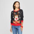 Women's Reindeer Interactive Ring Toss Ugly Sweater - Well Worn (juniors') Black