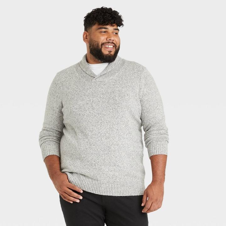 Men's Big & Tall Regular Fit Collared Pullover Sweater - Goodfellow & Co Marled Gray