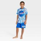 Boys' Nasa 2pc Marble Print Short Sleeve Top And Shorts Pajama