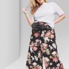 Women's Plus Size Striped Short Sleeve Mock Neck T-shirt - Wild Fable Black