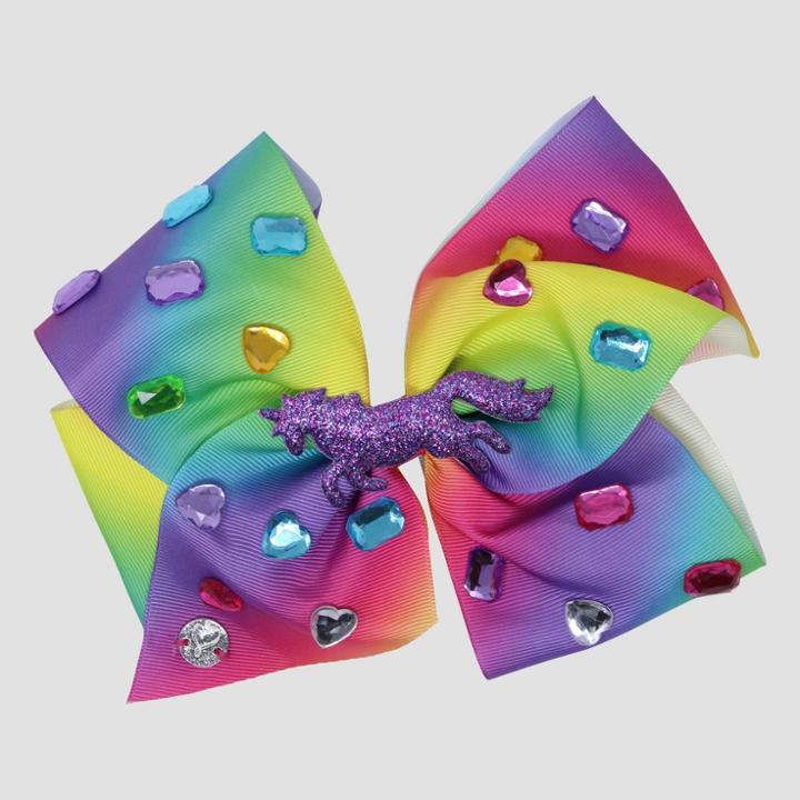 Girls' Jojo Siwa Rainbow Unicorn Bow Hair Clip With Jewels