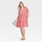 Women's Plus Size Short Sleeve Dress - Knox Rose Pink Floral