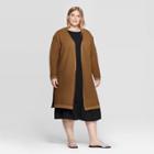Women's Plus Size Long Sleeve Open-front Cardigan - Prologue Brown