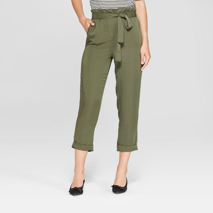 Women's Straight Leg Relaxed Ankle Trouser - Who What Wear Olive (green)