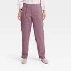 Women's High-rise Pleat Front Tapered Chino Pants - A New Day Purple