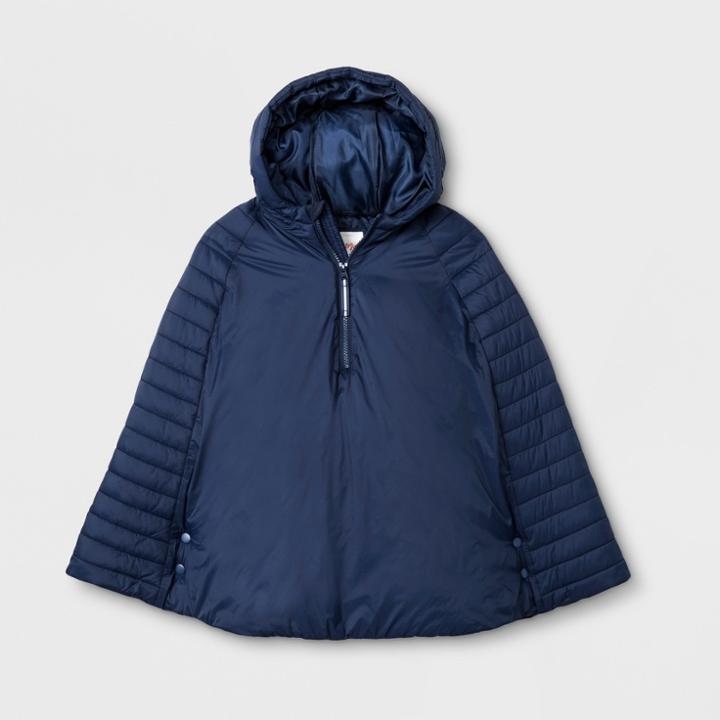 Kids' Adaptive Puffer Poncho - Cat & Jack Navy M/l, Kids Unisex, Size: Medium/large, Blue