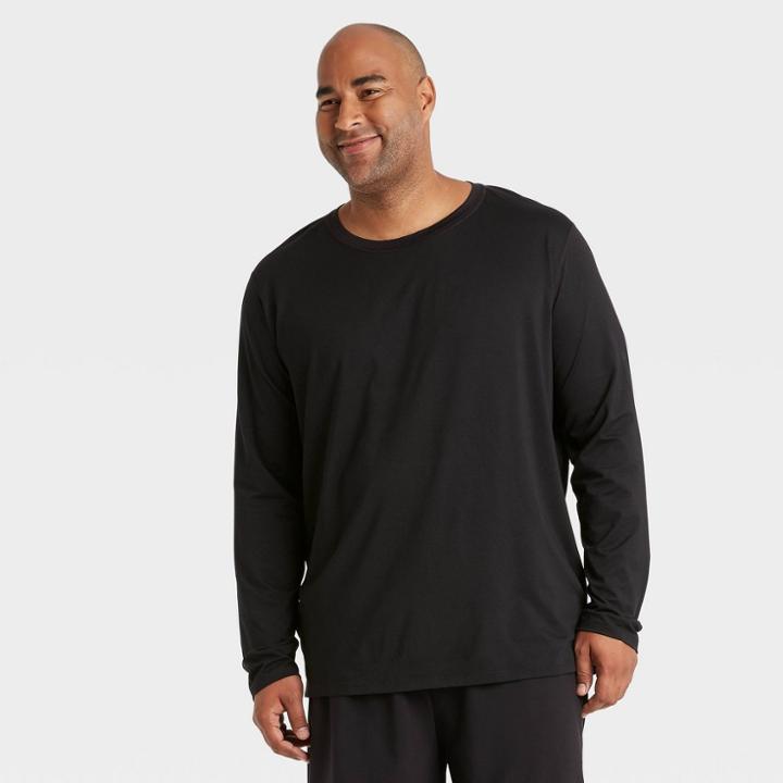 Men's Big & Tall Long Sleeve Performance T-shirt - All In Motion Black