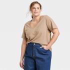 Women's Plus Size Sensory Friendly Short Sleeve V-neck T-shirt - Universal Thread
