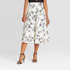 Women's Floral Print Midi Circle Skirt - Who What Wear Cream 2, Women's, Ivory