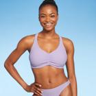 Juniors' Textured Cinch-front Bralette Bikini Top - Xhilaration Lavender D/dd Cup