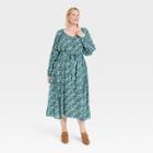 Women's Plus Size Long Sleeve Maxi Dress - Knox Rose Green
