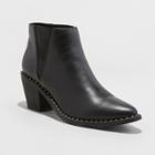 Women's Luna Faux Leather Studded Welt Western Bootie - Universal Thread Black