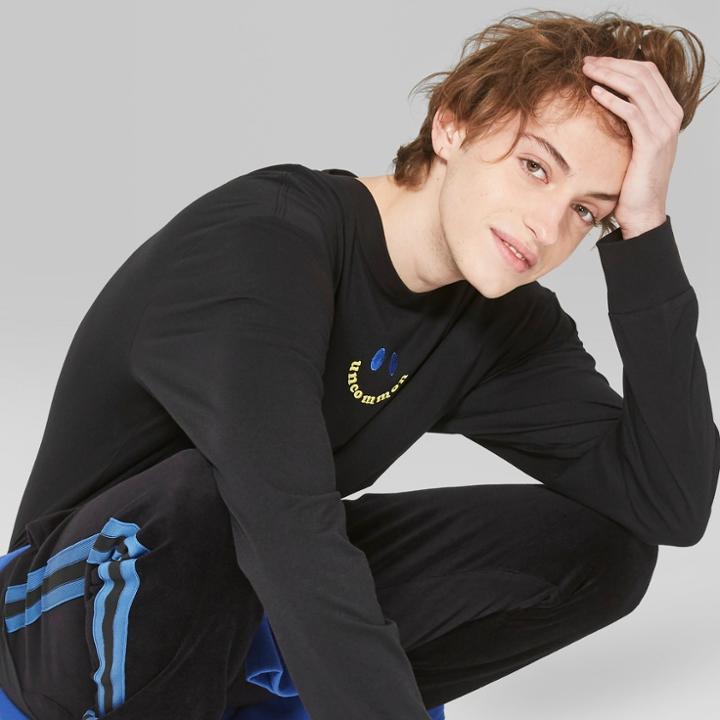 Men's Long Sleeve Boxy Graphic T-shirt - Original Use Deep Charcoal