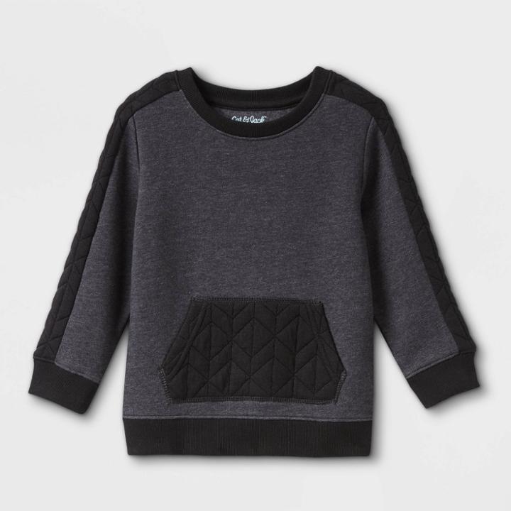 Toddler Boys' Quilted Fleece Crew Neck Sweatshirt - Cat & Jack Black