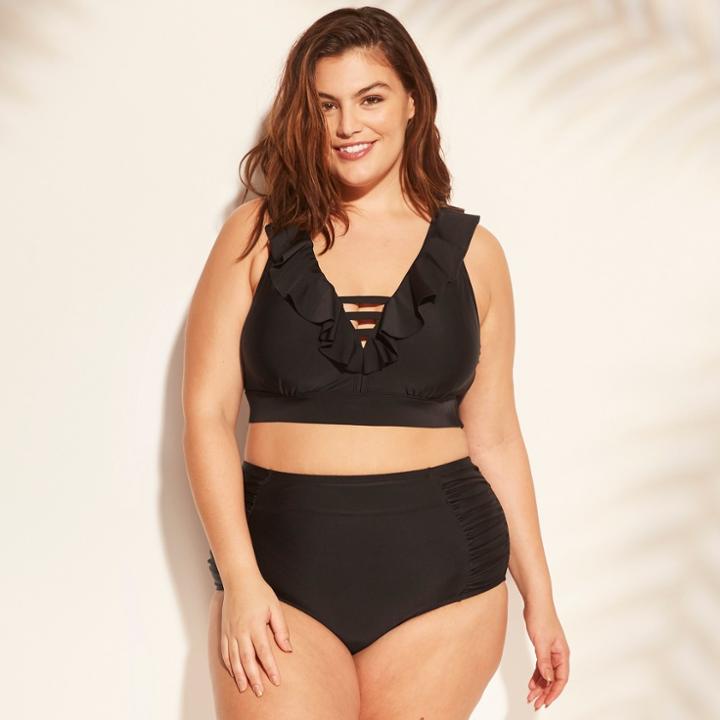 Kona Sol Women's Plus Size Ruffle Bikini Top - Kona