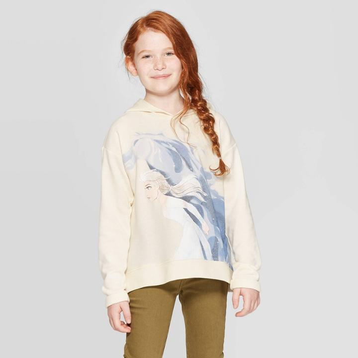 Girls' Frozen Spirits Of Nature Hoodie - Ivory Xl, Girl's, White