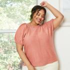 Women's Plus Size Short Sleeve Crewneck Pullover Sweater - Universal Thread Rust