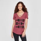Petitewomen's Short Sleeve Cabs Are Here Graphic T-shirt - Awake Burgundy