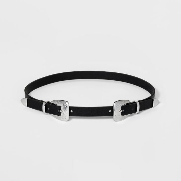 Target Women's Double Buckle Belt - Wild Fable Black