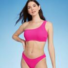Women's Lightly Lined Pucker Textured One Shoulder Bikini Top - Shade & Shore
