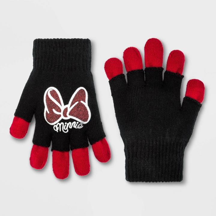 Disney Girls' Minnie Mouse 2-in-1 Gloves - Black