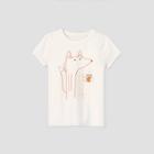 Girls' Short Sleeve Latte Fox Graphic T-shirt - Cat & Jack Cream
