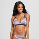 Women's Striped Strappy Pique Triangle Bikini Top - Xhilaration Navy/red Stripe D/dd Cup, Blue