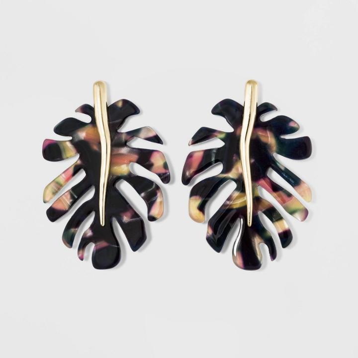 Sugarfix By Baublebar Resin Monstera Leaf Earrings - Navy, Girl's